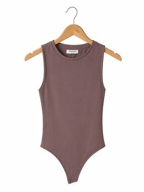 Babaton Bodysuit Small Taupe Sleeveless Stretch Minimal Aritzia